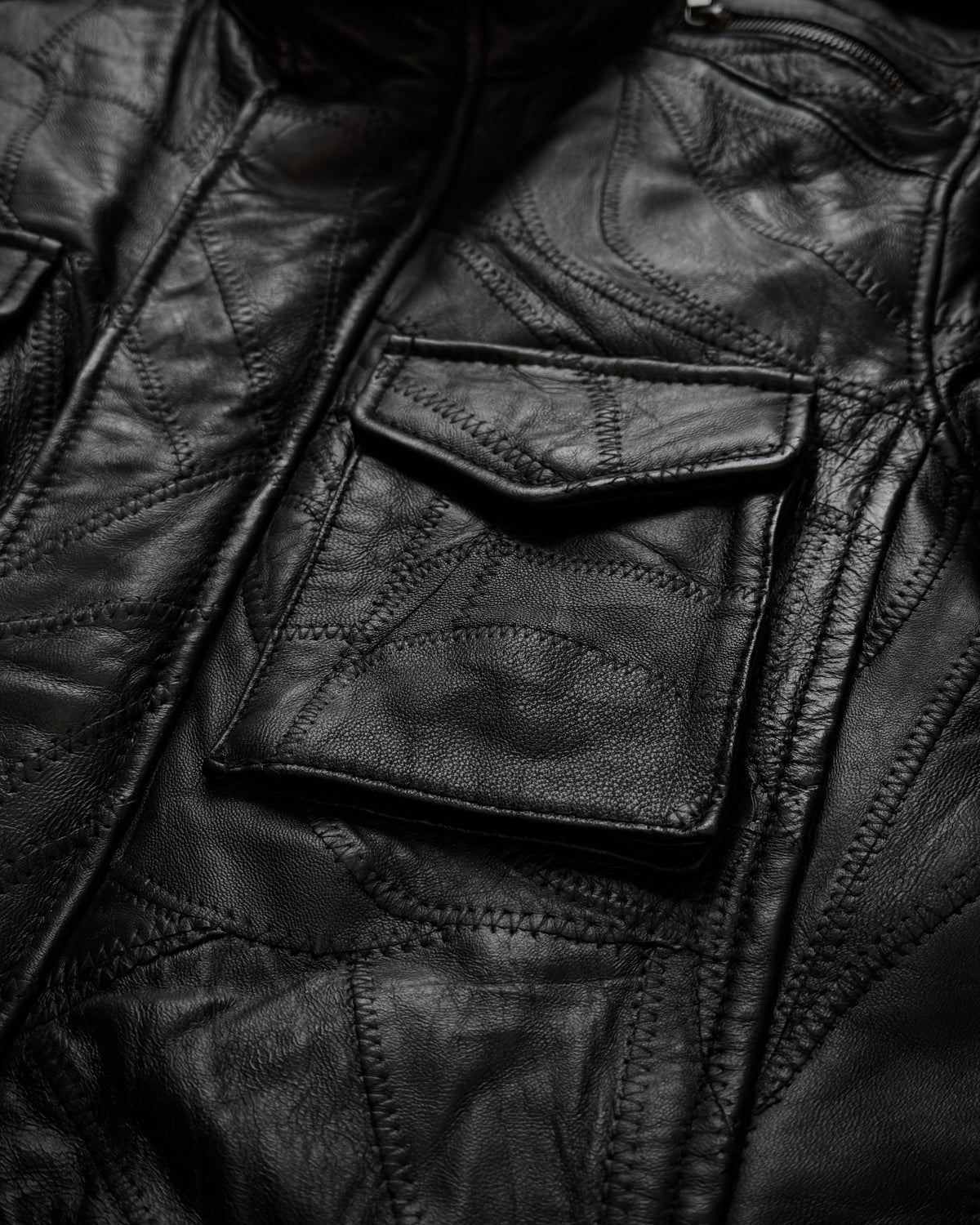 CAV-000 Scar Stitched Patchwork Leather Jacket