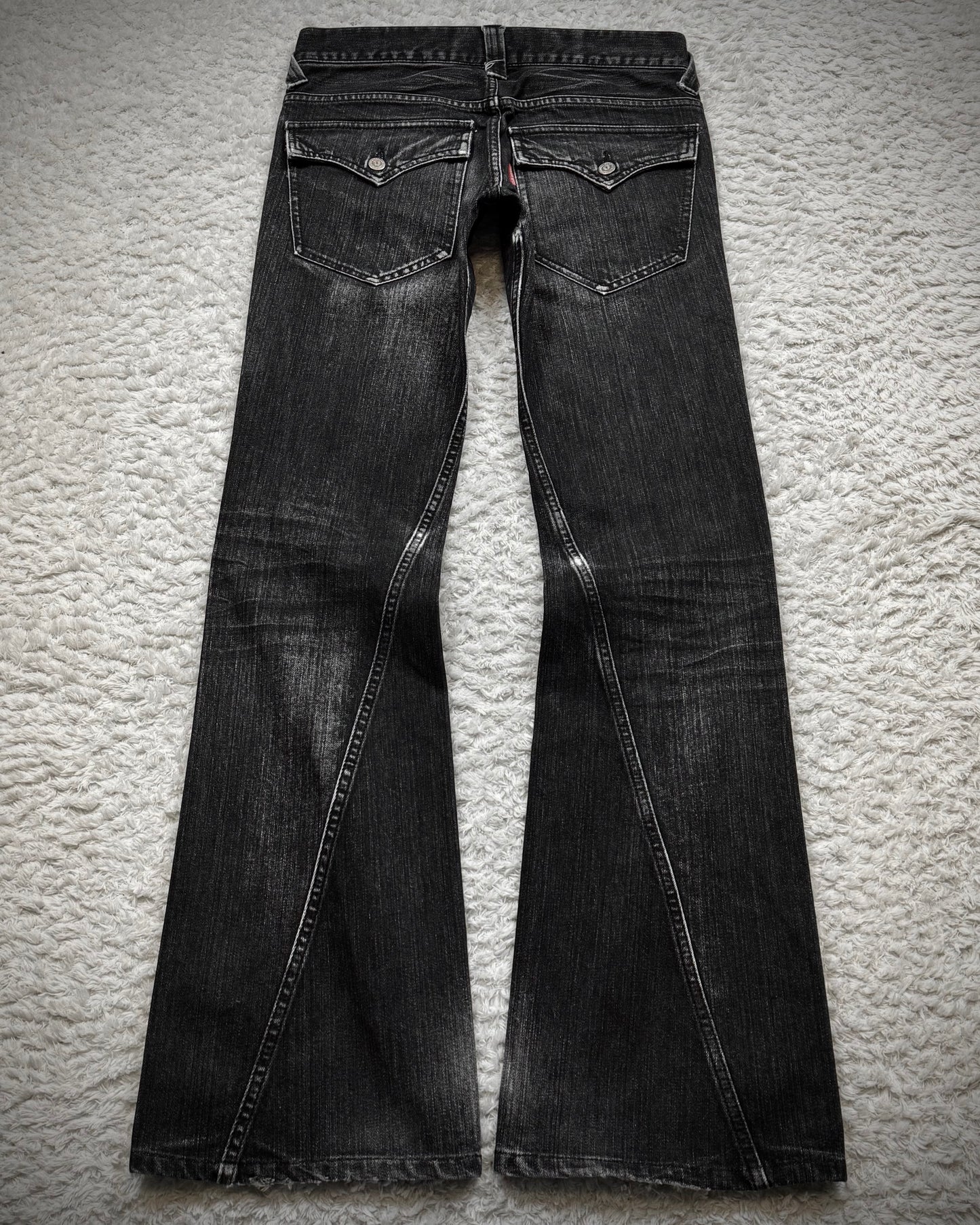 Tornado Mart Clawmarks Washed Spiral Flared Jeans