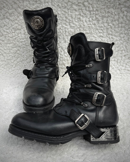 New Rock Steel Heel Leather Boots