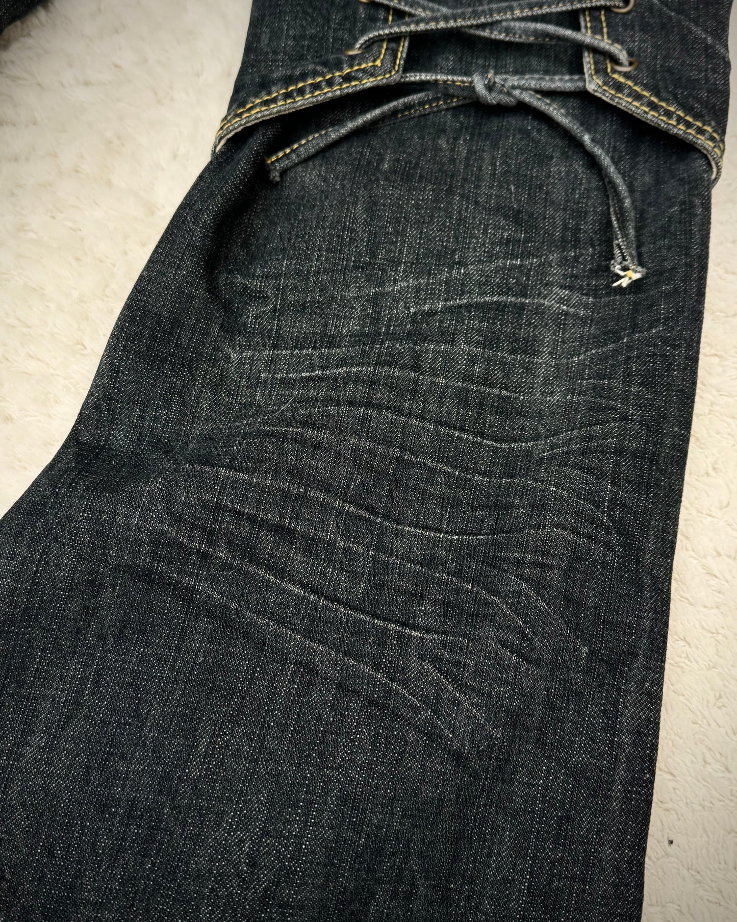 Tornado Mart Knee Lace Up Flared Jeans