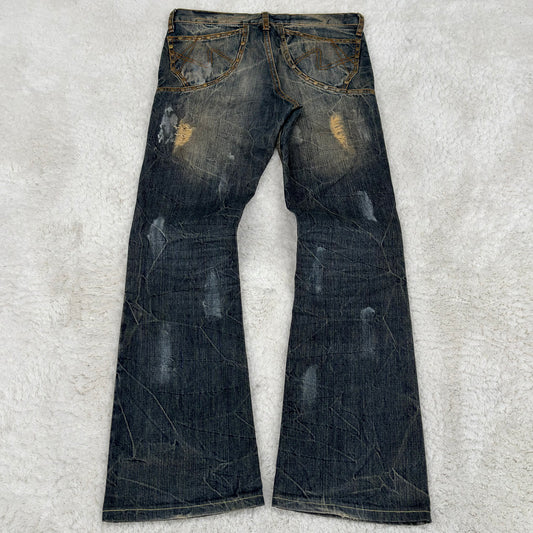 Semantic Design Studded Distressed Bootcut Jeans
