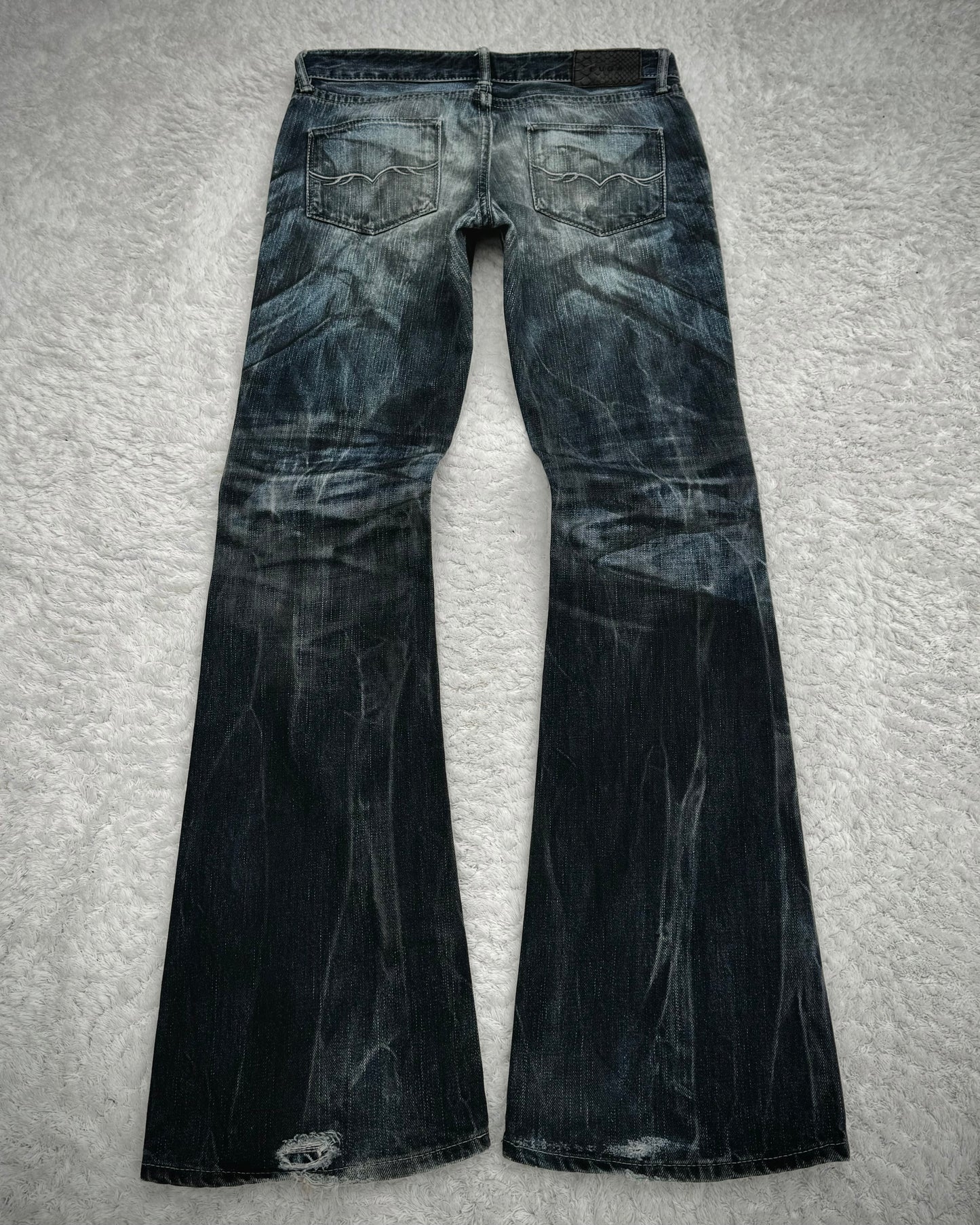 Fuga Claw Marks Washed Snakeskin Flared Jeans