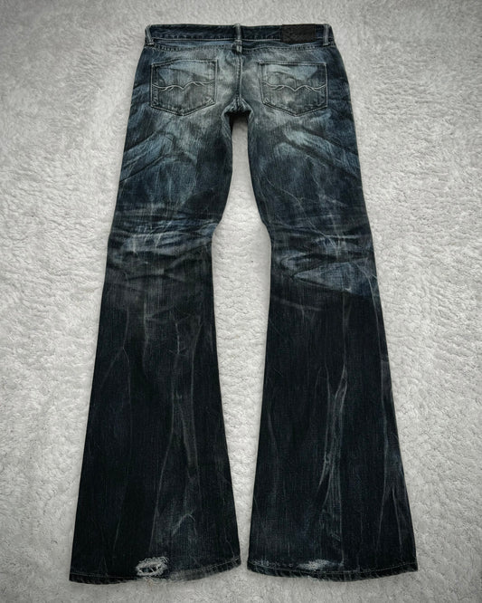 Fuga Claw Marks Washed Snakeskin Flared Jeans