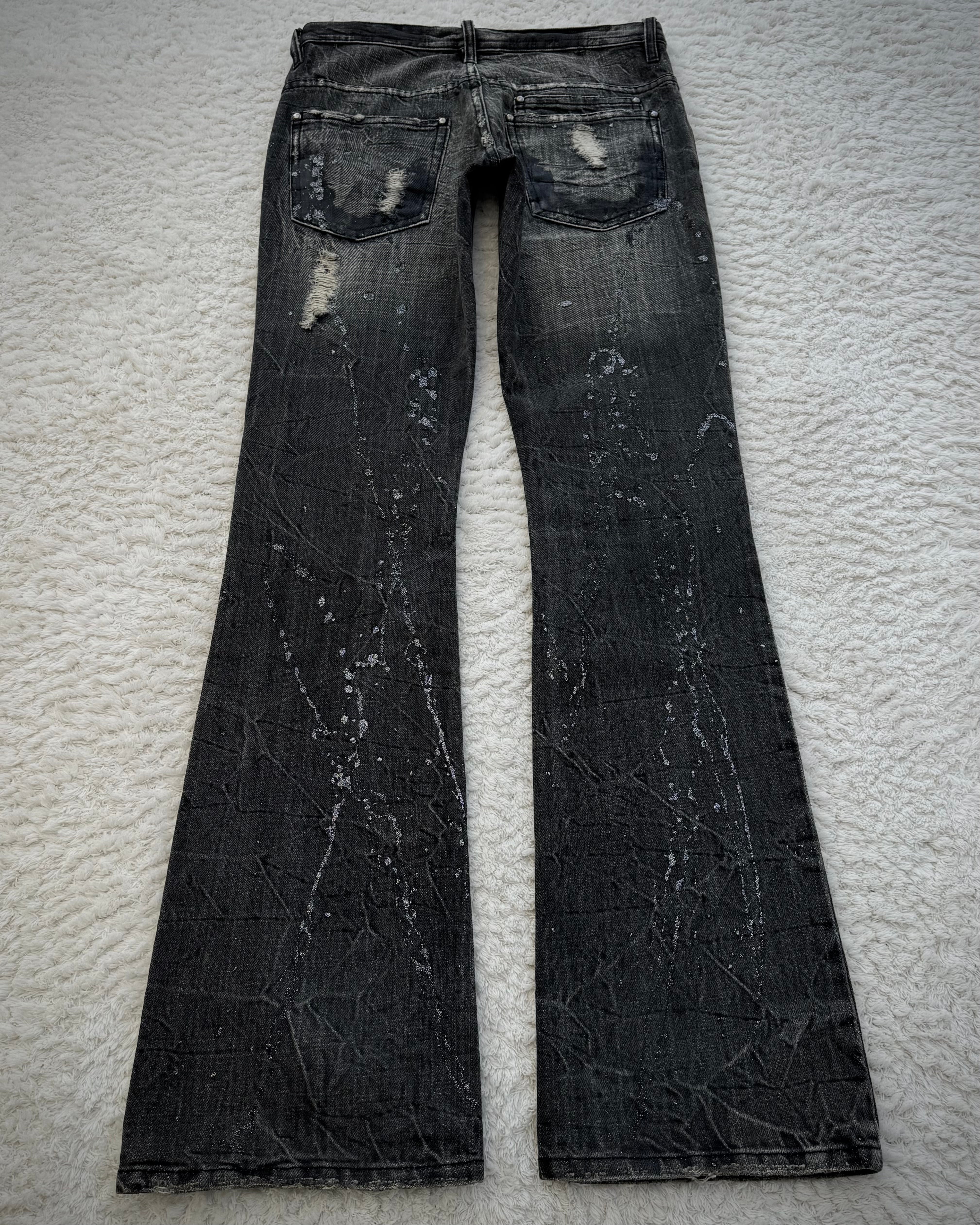 Midas Silver Splatter Coated Distressed Bootcut Denim