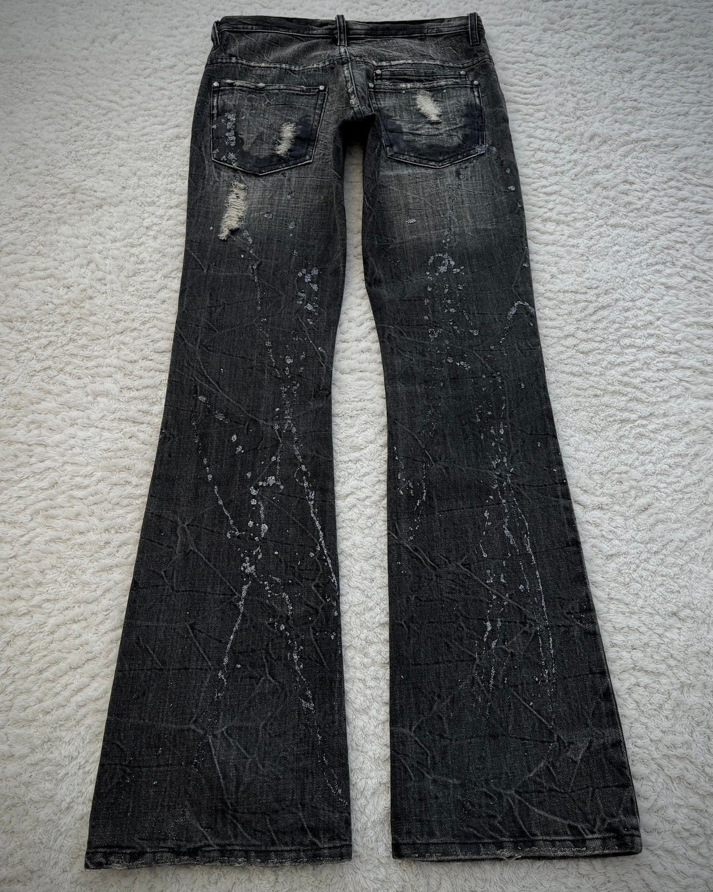 Midas Silver Splatter Coated Distressed Bootcut Denim