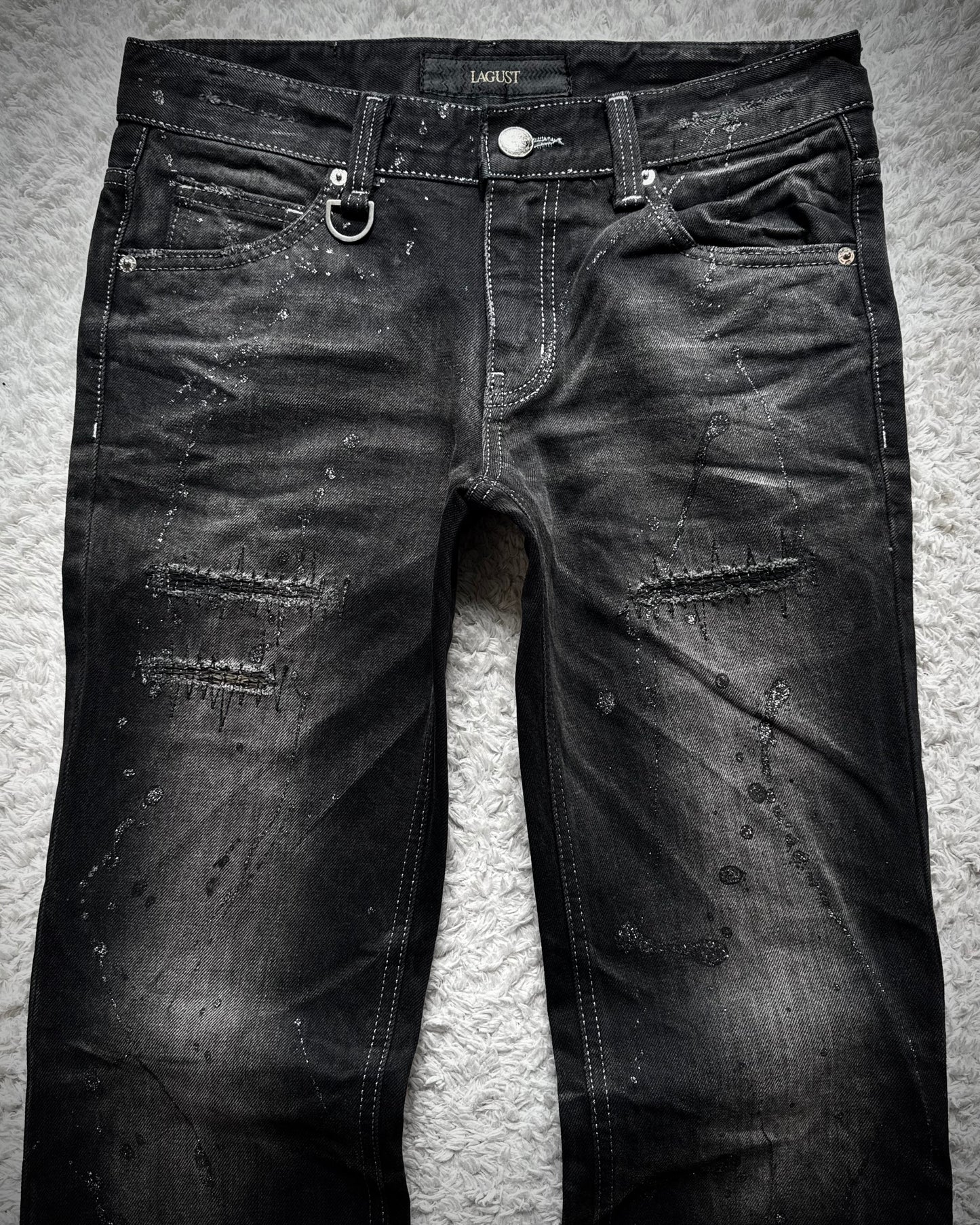 Lagust Silver Splatter Chained Bootcut Jeans