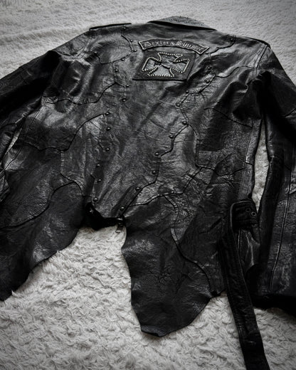 Yasuyuki Ishii Studded Raw Cut Leather Patchwork Jacket