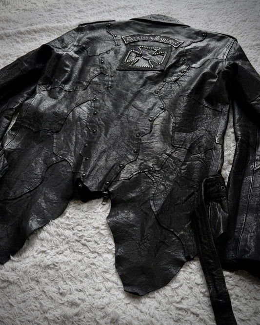 Yasuyuki Ishii Studded Raw Cut Leather Patchwork Jacket