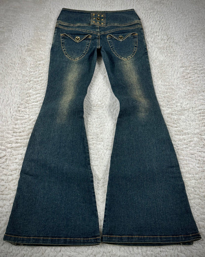 Dreamkey Mud Washed Studded Bell Bottom Flared Jeans