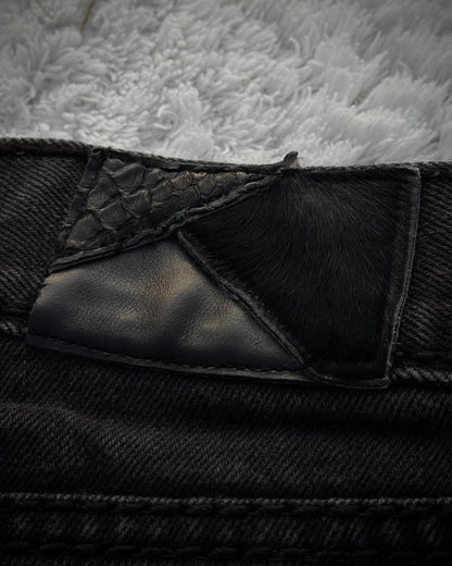 Fuga Snakeskin Detailed Slim Bootcut Jeans