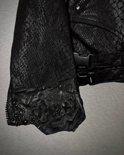 By The R Python Waxed Studded Biker Jacket
