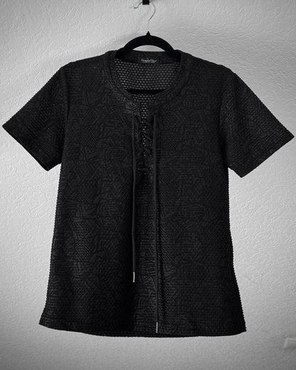 Tornado Mart Lace Up Textured T-Shirt