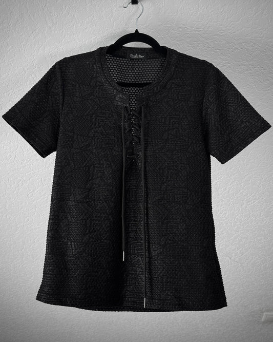 Tornado Mart Lace Up Textured T-Shirt