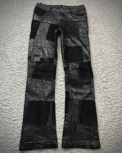 John Cherpas Marquis Flared Leather Patchwork Pants