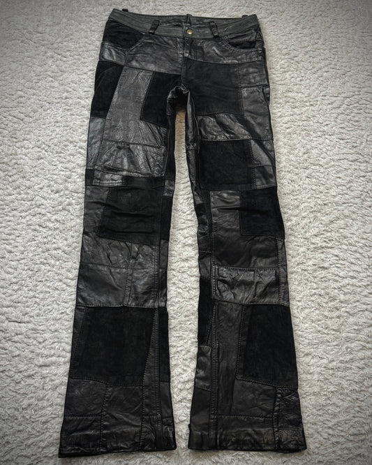 John Cherpas Marquis Flared Leather Patchwork Pants