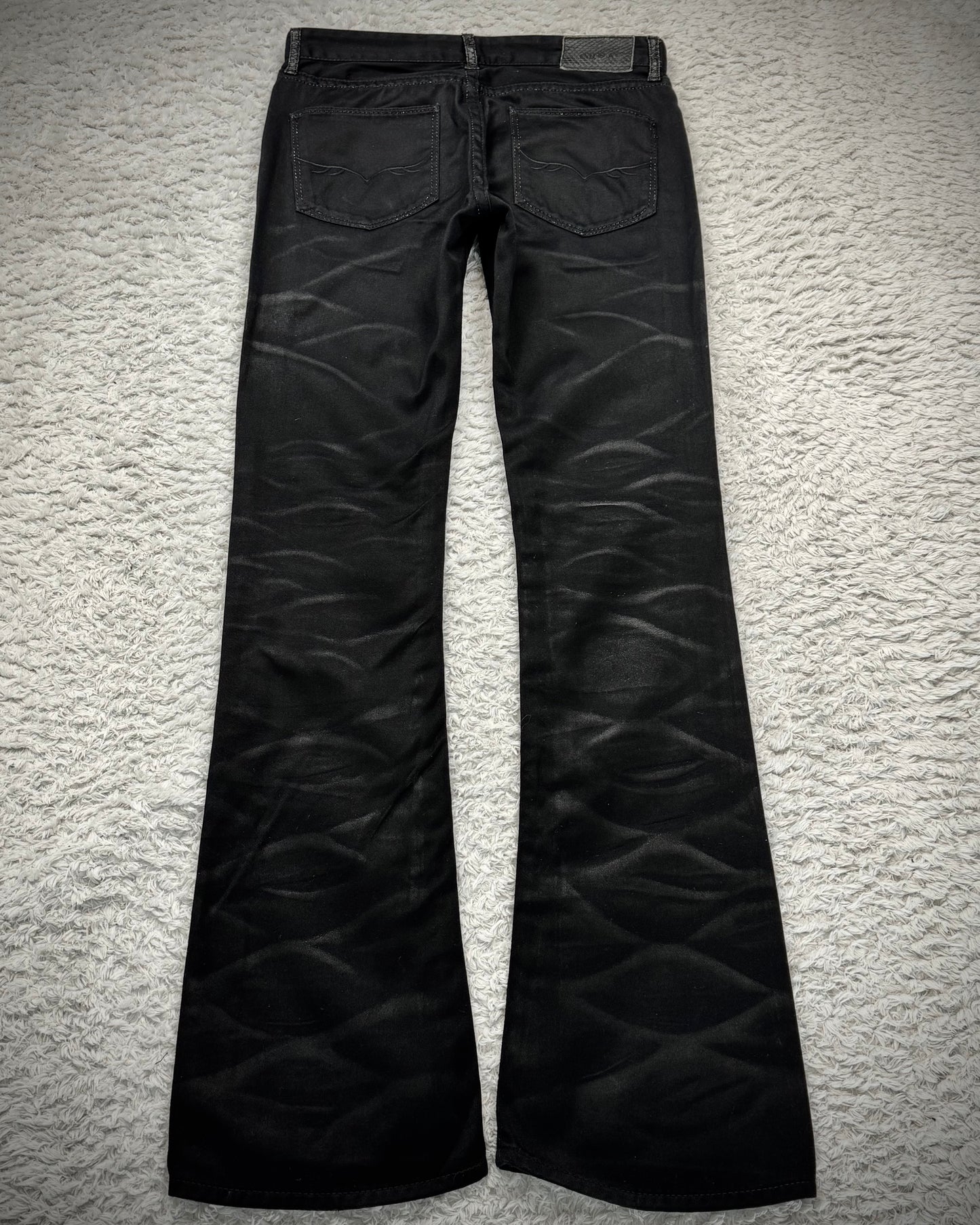 Fuga Python Detailed Clawmarks Waxed Slim Bootcut Pants