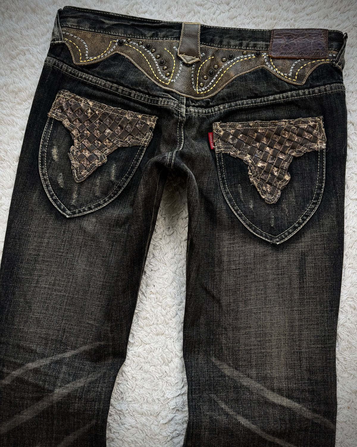 Tornado Mart Western Studded Python Flared Jeans