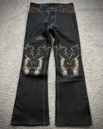 Yasuyuki Ishii Tribe Flared Leather Pants