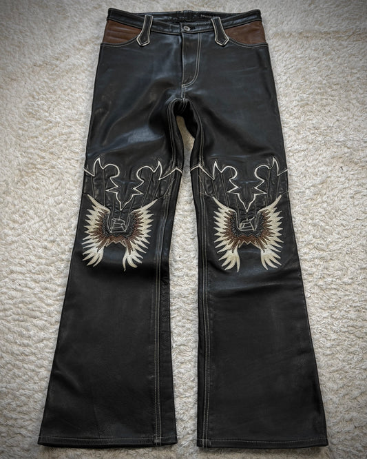Yasuyuki Ishii Tribe Flared Leather Pants