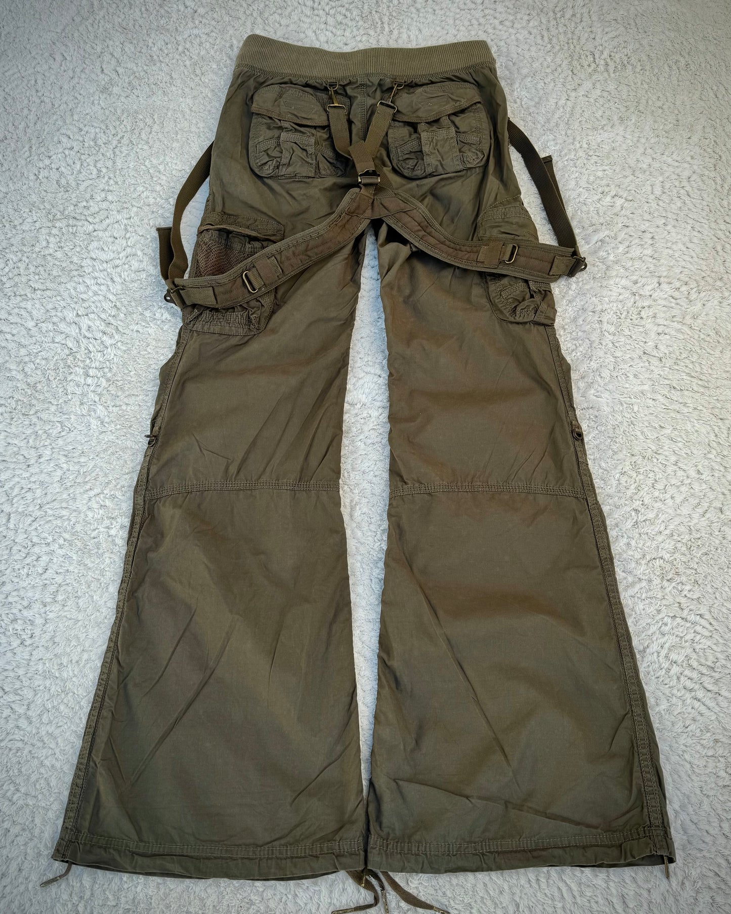 G.O.A Military Suspender Flared Cargo Pants