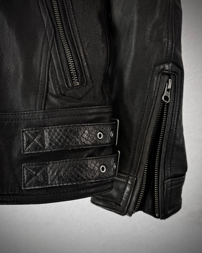 Monster Hunter Dragon Embossed Python Textured Leather Jacket