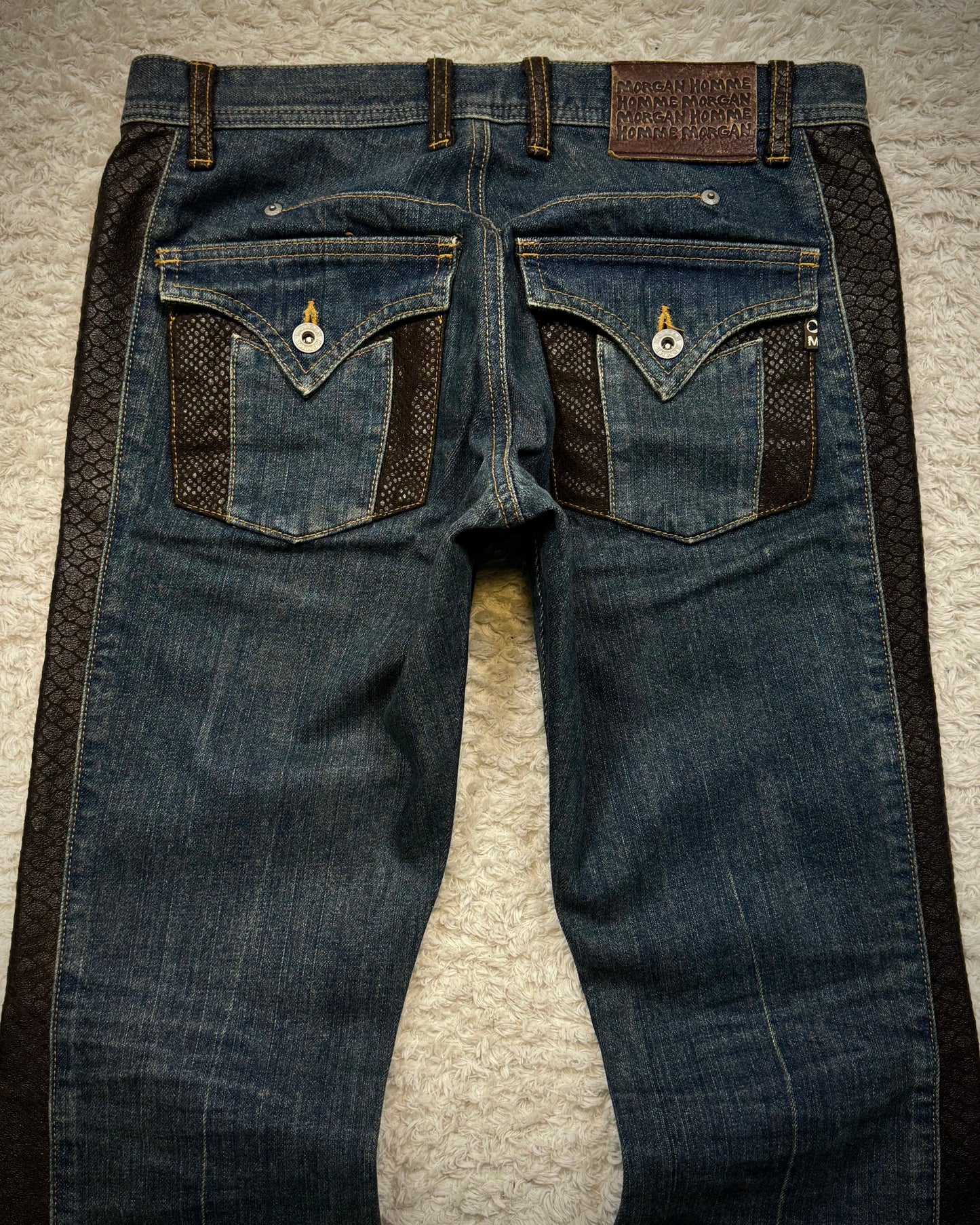 Morgan Homme Python Shimmer Mud Washed Flared Jeans