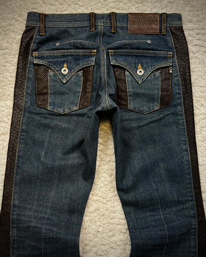 Morgan Homme Python Shimmer Mud Washed Flared Jeans