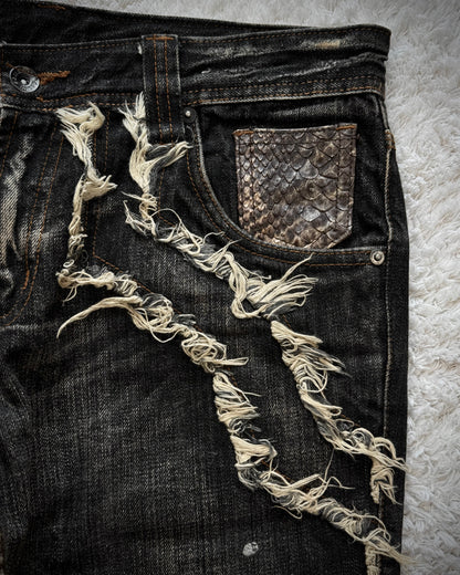 Semantic Design Python Detailed Silver Splatter Bootcut Jeans