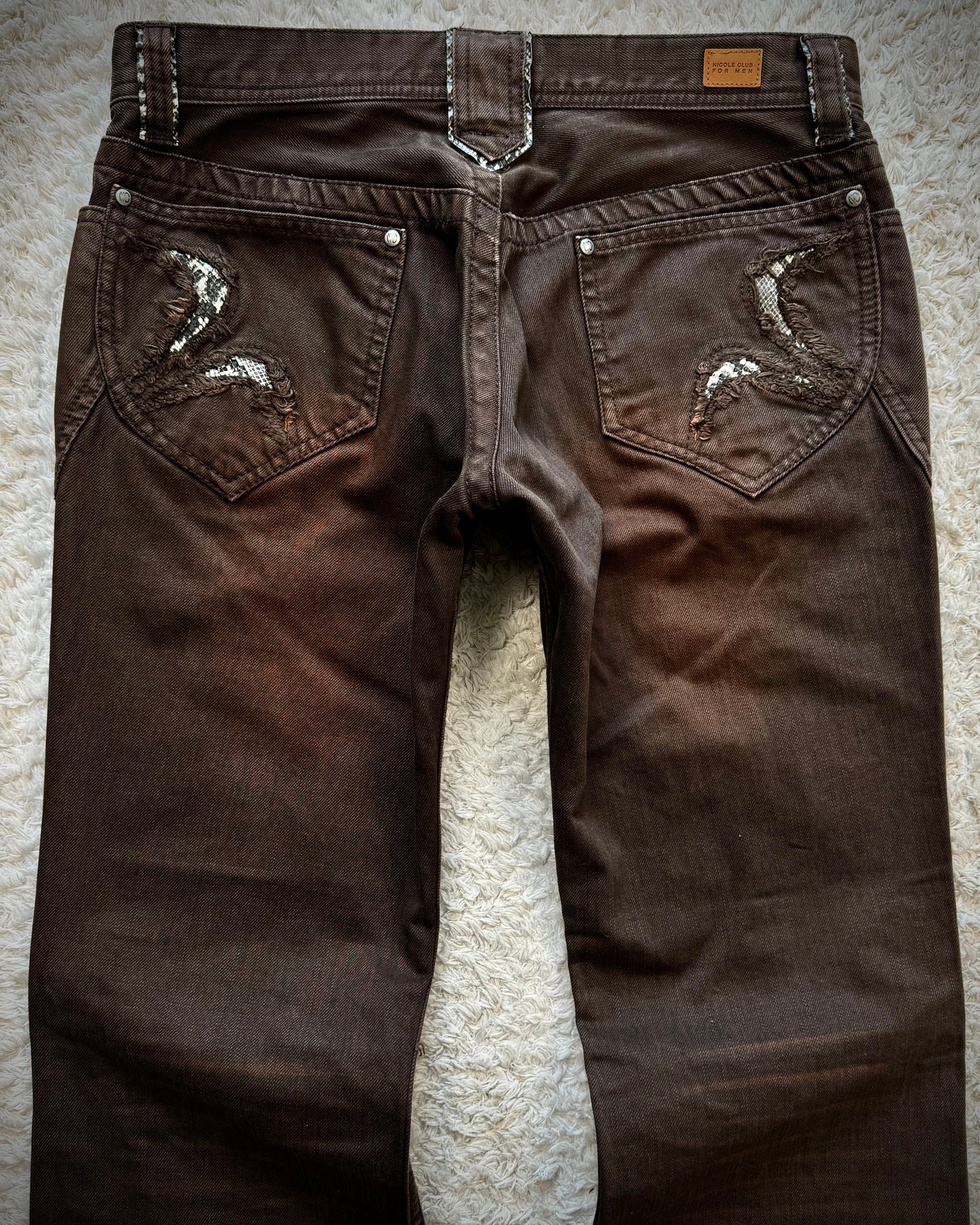 Nicole Club Python Detailed Clawmarks Washed Bootcut Jeans