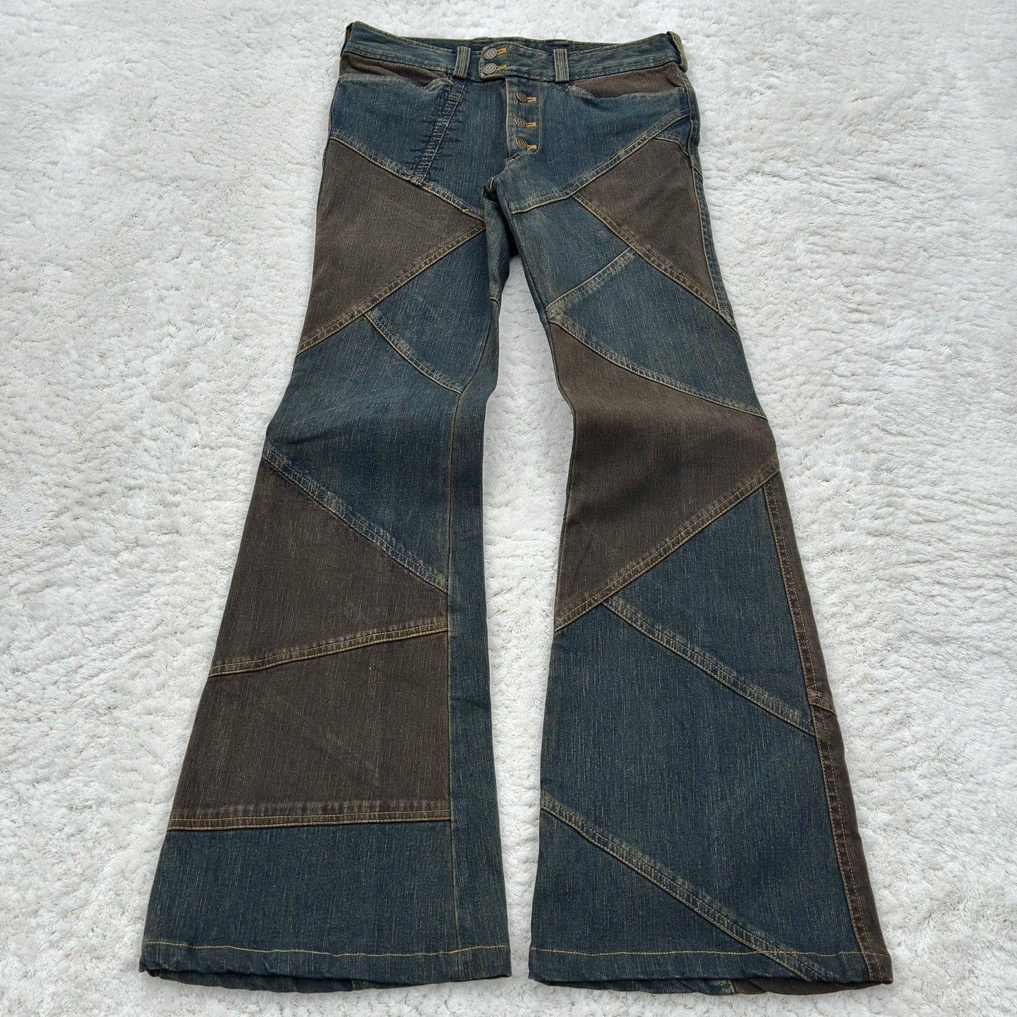 Tornado Mart Patchwork Flared Denim