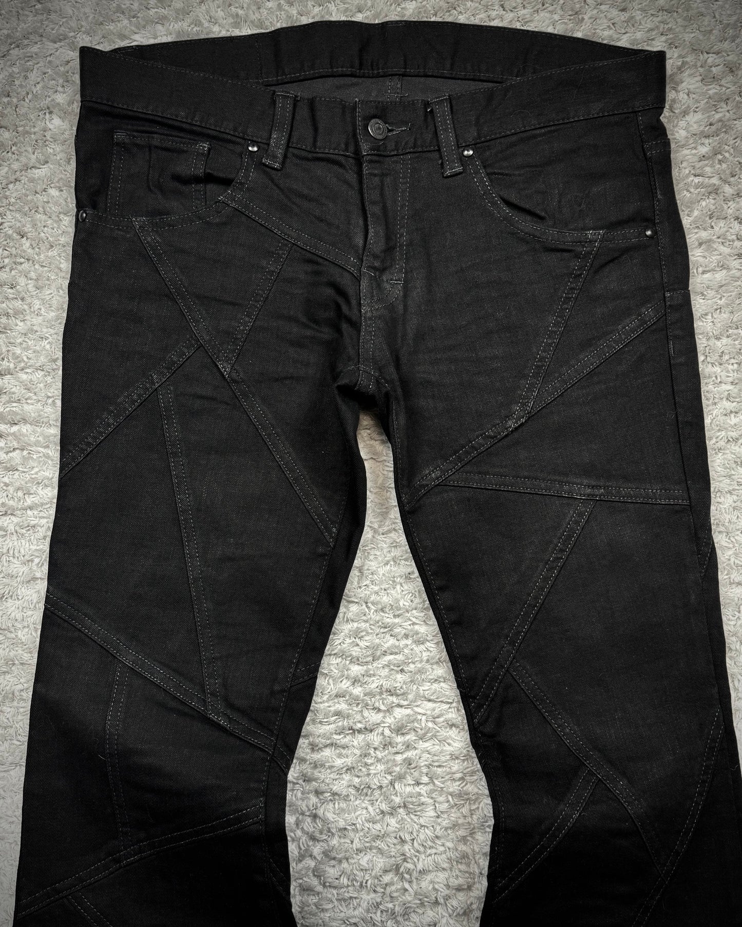 Tornado Mart Black Patchwork Flared Denim