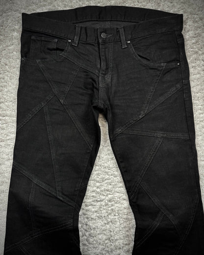 Tornado Mart Black Patchwork Flared Denim