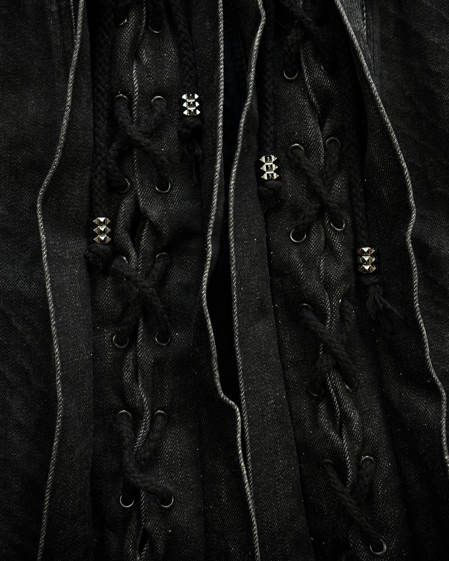 Tornado Mart Python Washed Lace Up Flared Jeans