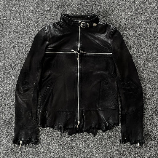 14th Addiction Cross Zip Leather Jacket