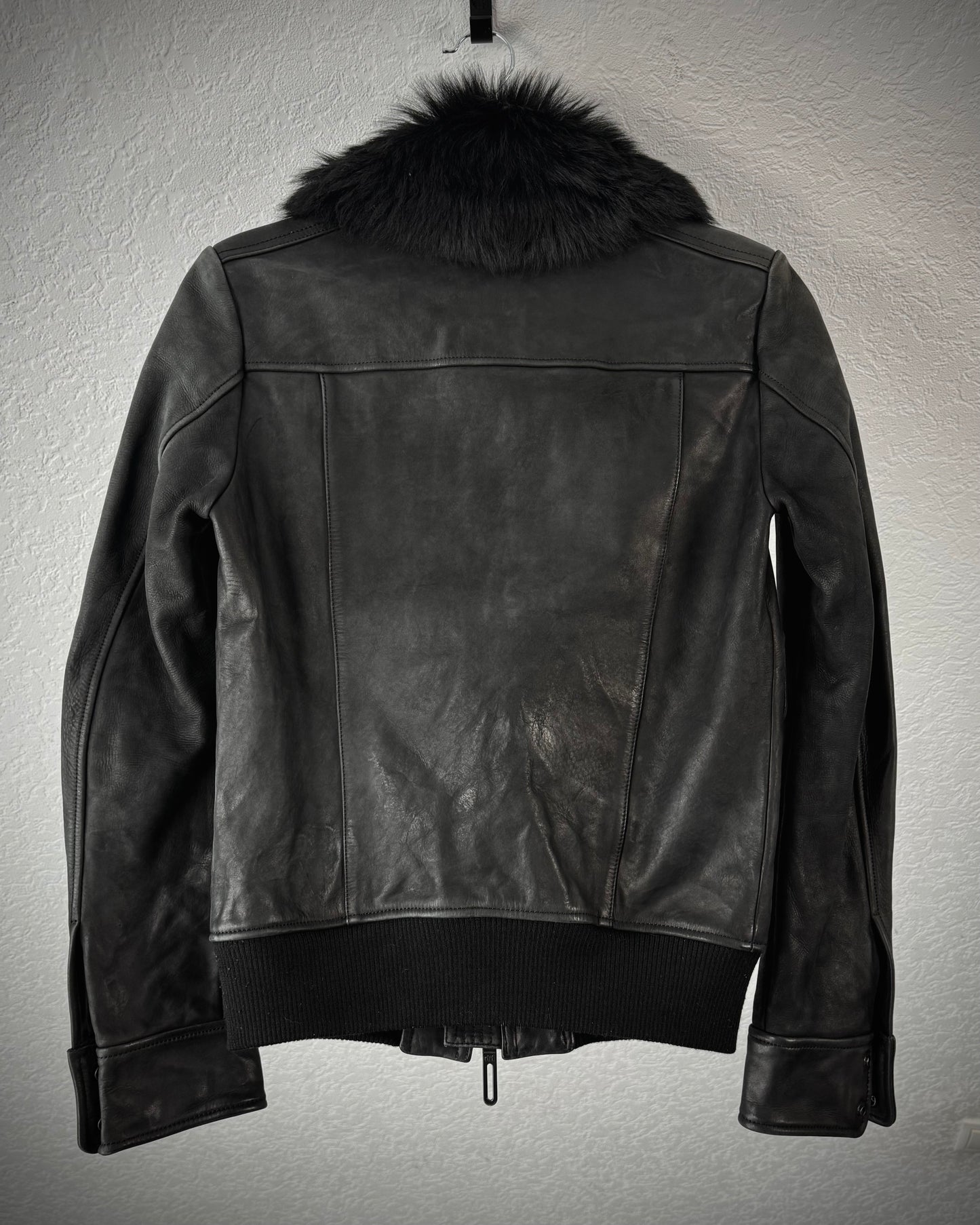 GalaabenD Ram Fur Collar Leather Jacket