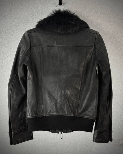 GalaabenD Ram Fur Collar Leather Jacket