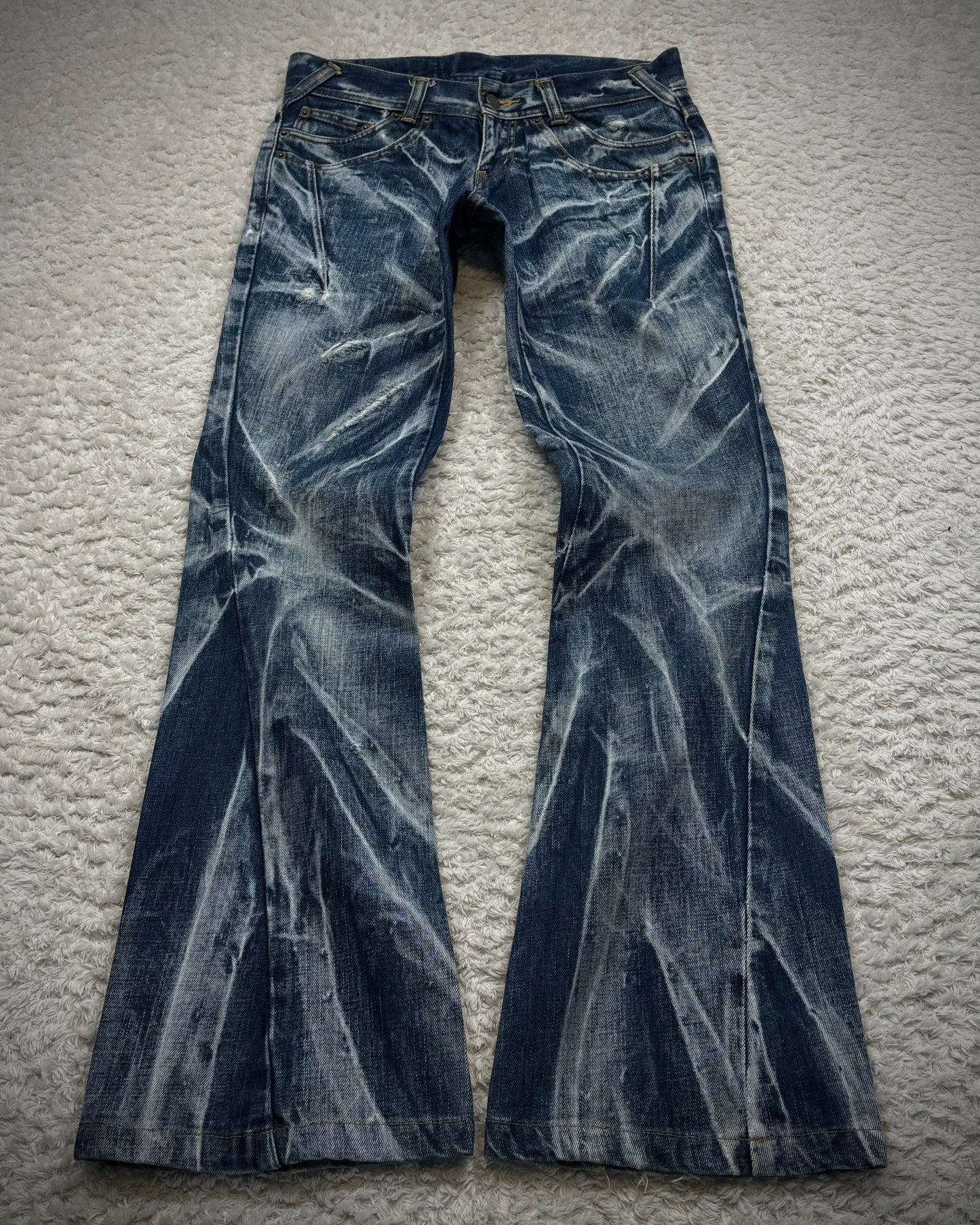Tornado Mart Clawmarks Washed Spiral Flared Jeans
