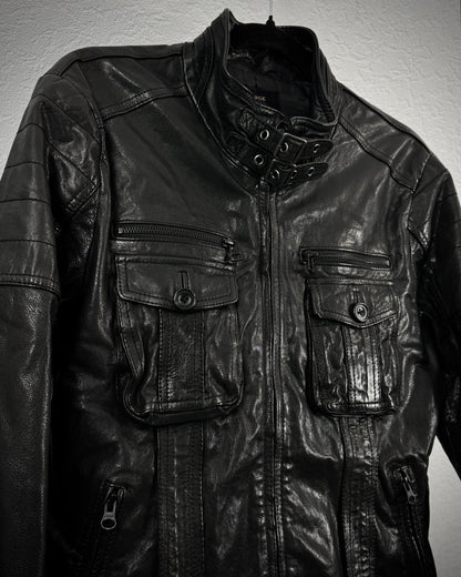 Edge Rupert Belted High Neck Leather Jacket