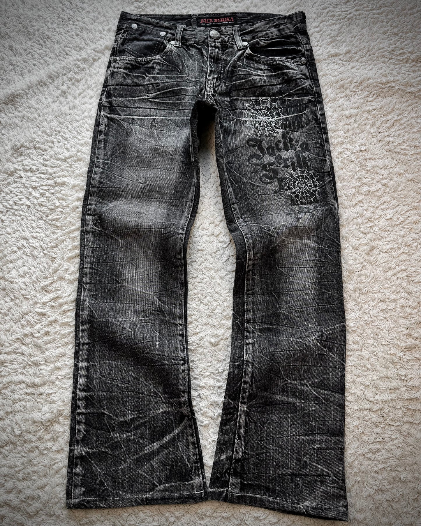 Jack Serika Spider Web Clawmarks Flared Jeans