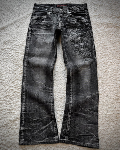 Jack Serika Spider Web Clawmarks Flared Jeans