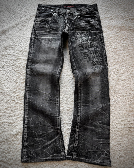 Jack Serika Spider Web Clawmarks Flared Jeans