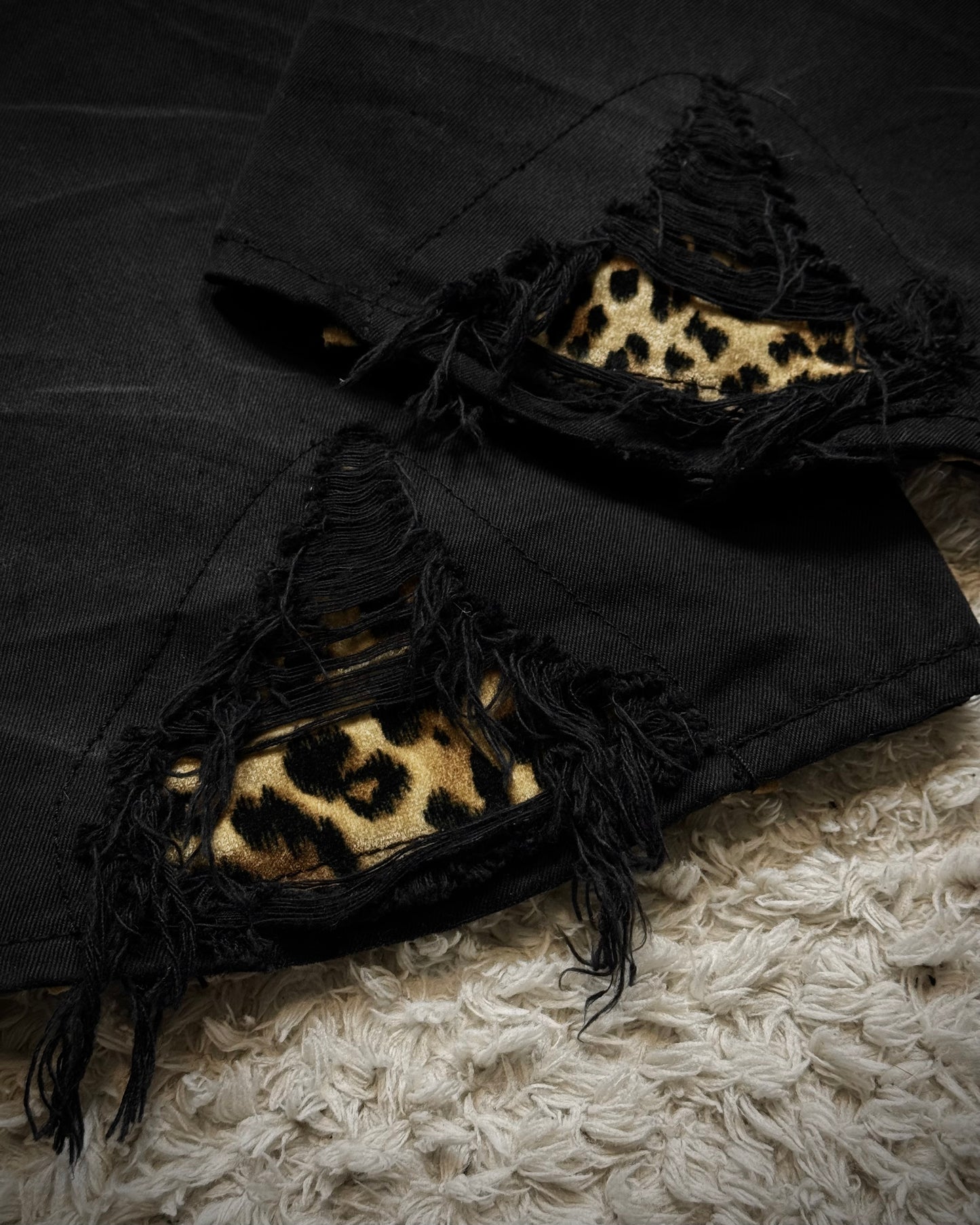 CavariA Leopard Repaired Clawmarks Bootcut Denim