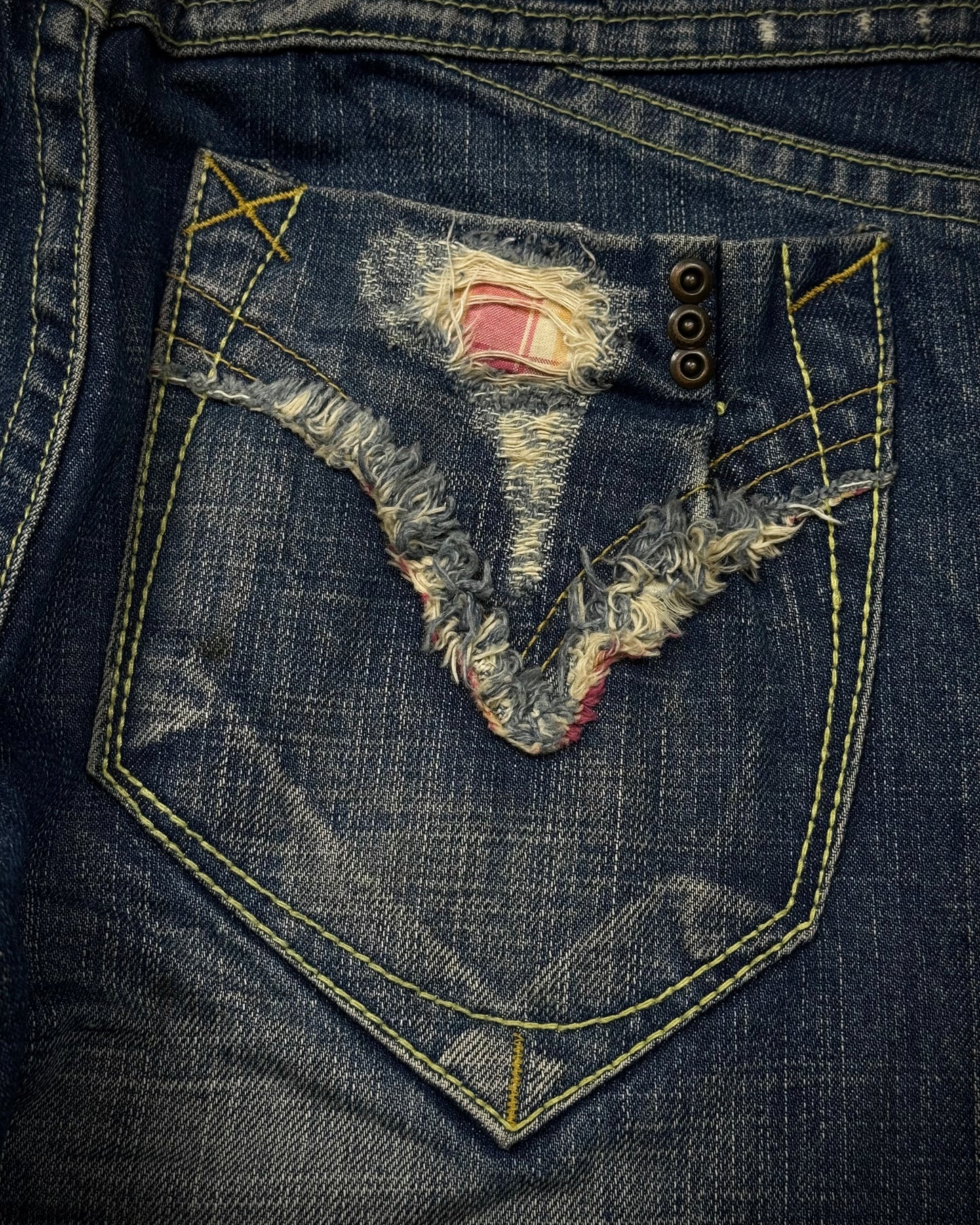 Red Pepper Clawmarks Washed Repaired Bootcut Jeans