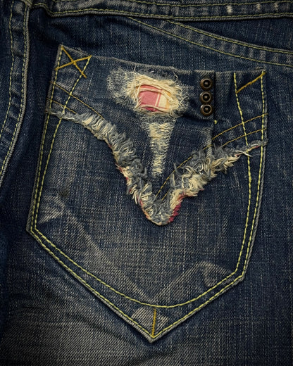 Red Pepper Clawmarks Washed Repaired Bootcut Jeans