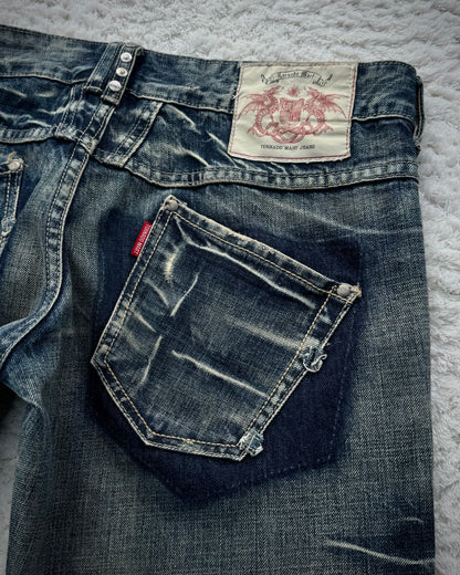 Tornado Mart Studded Straps Flared Jeans