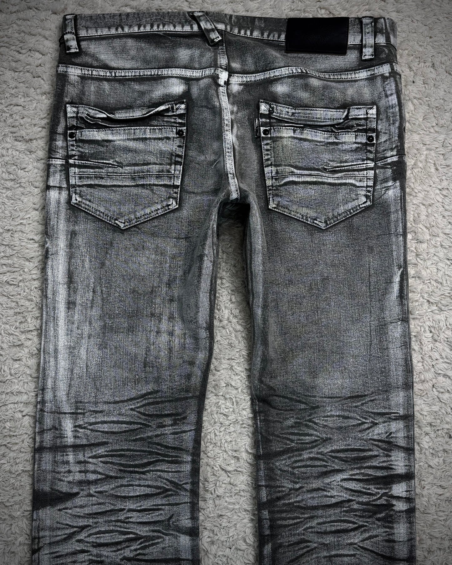 Tornado Mart Metallic Whisker Coated Slim Jeans