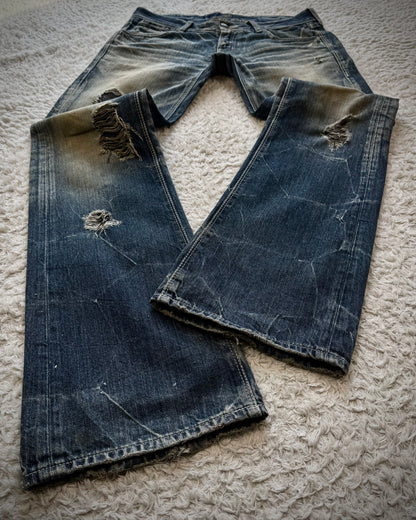 Murder License Mud Whiskered Honeycomb Washed Flared Jeans