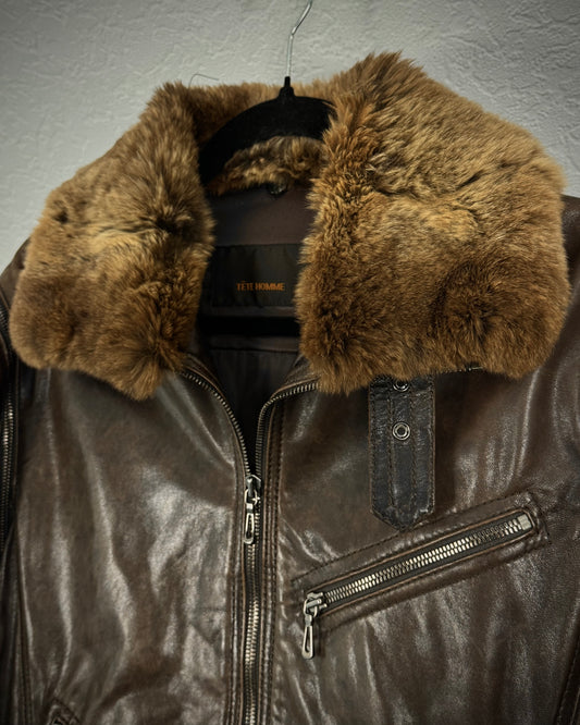 Tete Homme Transformable Rabbit Fur Leather Jacket
