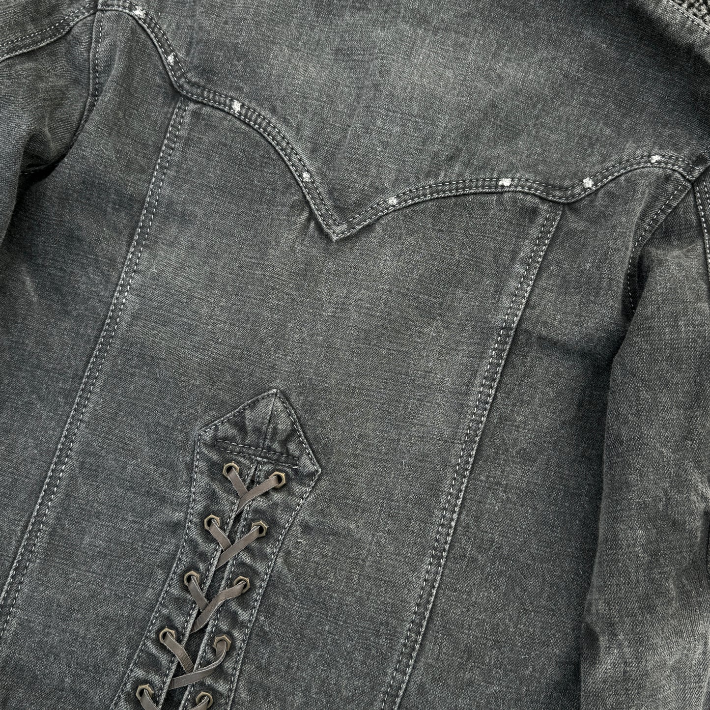 Obelisk Lace-Up Denim Jacket