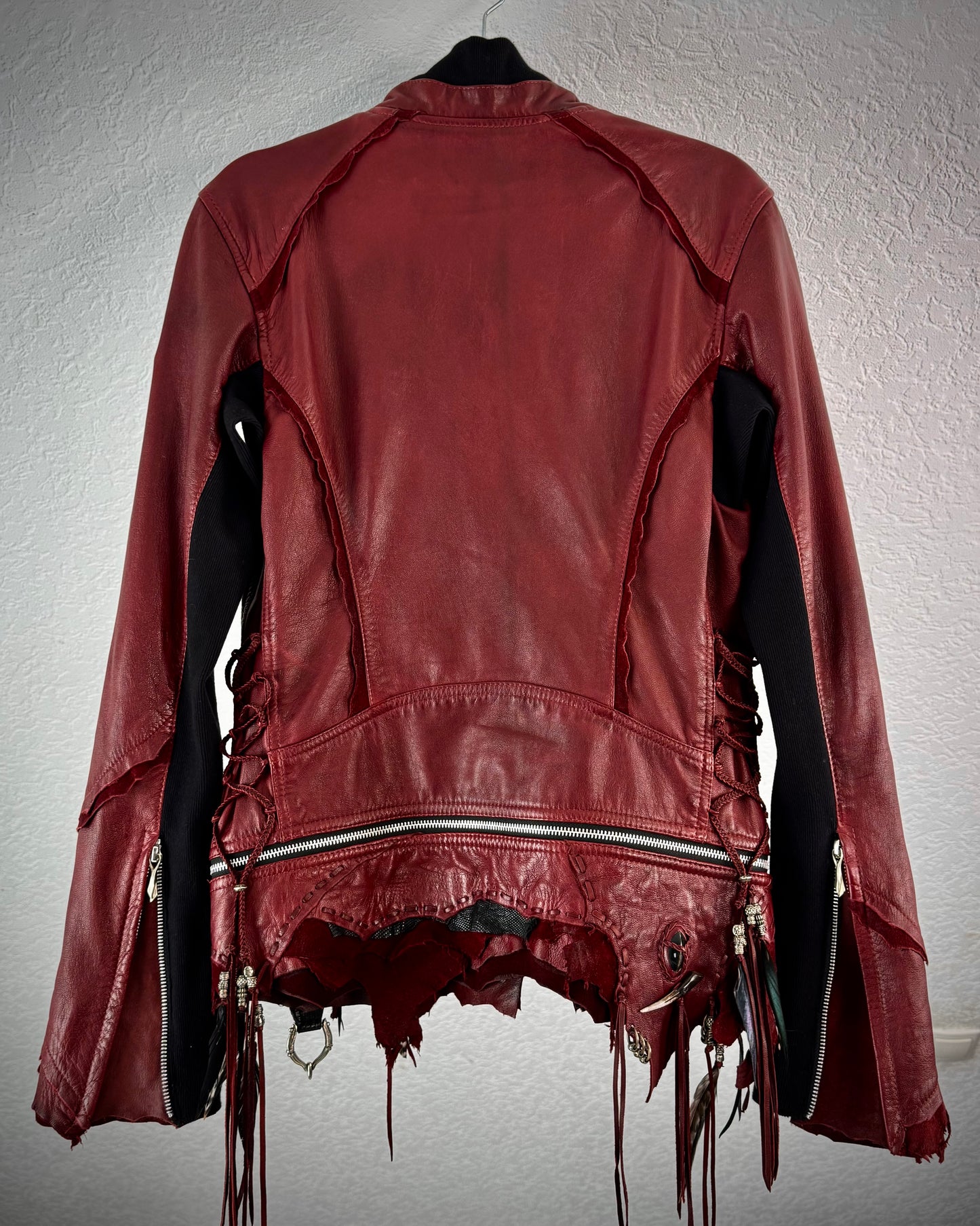 14th Addiction “Beat It” Crimson Leather Jacket